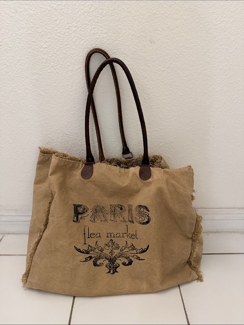 Vintage Addiction Paris Flea Market Canvas Tote Bag